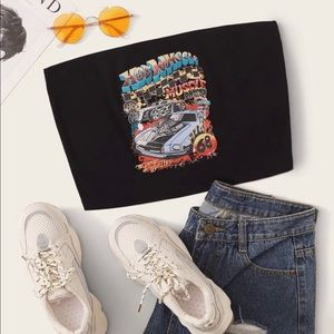 car and letter graphic tube top
